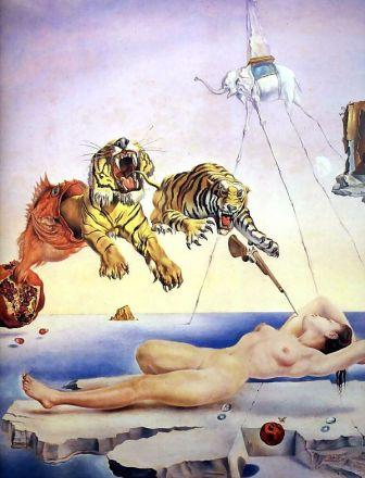 Сон, навеянный полётом пчелы вокруг граната, за миг до пробуждения (1943) Сальвадор Дали
